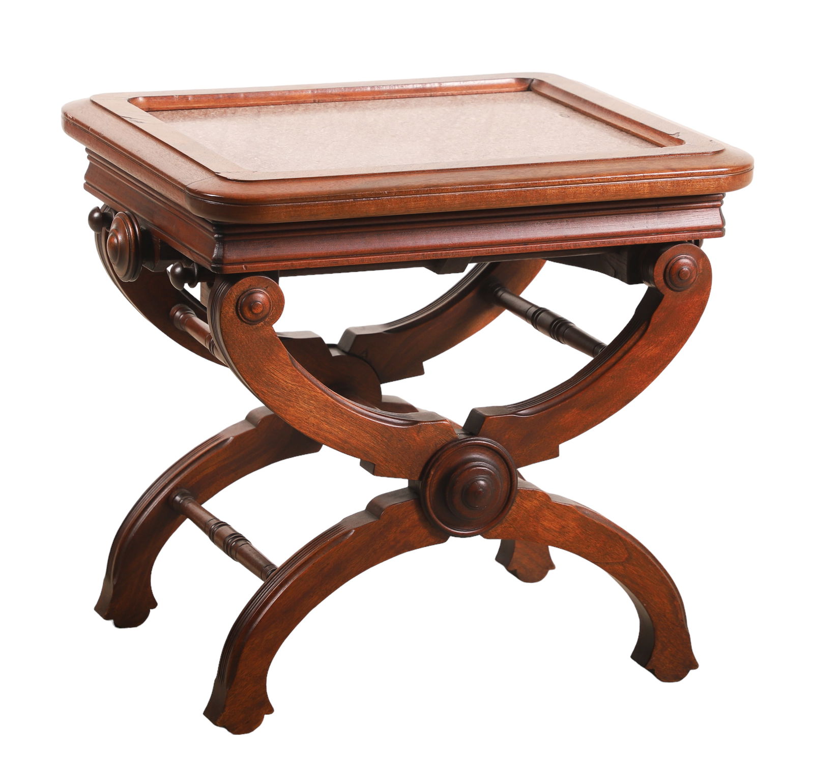 Victorian carved walnut marbletop side table (1 of 4)