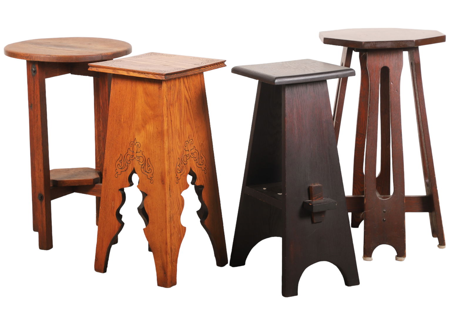 (4) Oak Arts and Crafts pedestals (1 of 4)