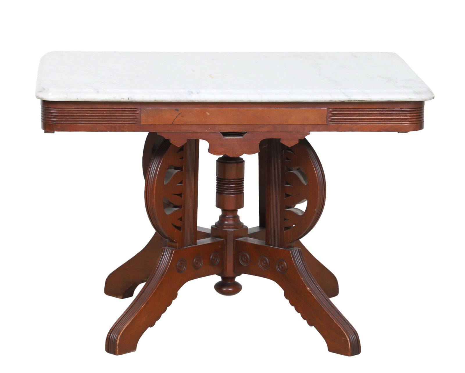 Victorian carved walnut marbletop side table (1 of 3)