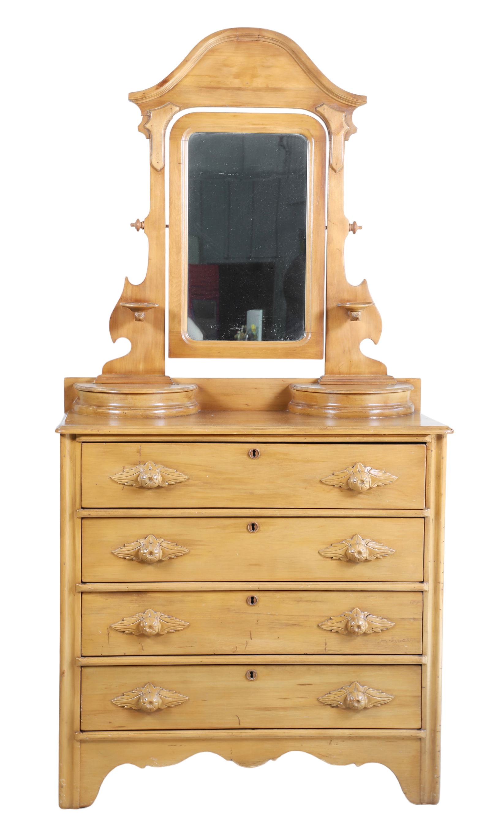 Victorian carved walnut high chest with mirror (1 of 5)