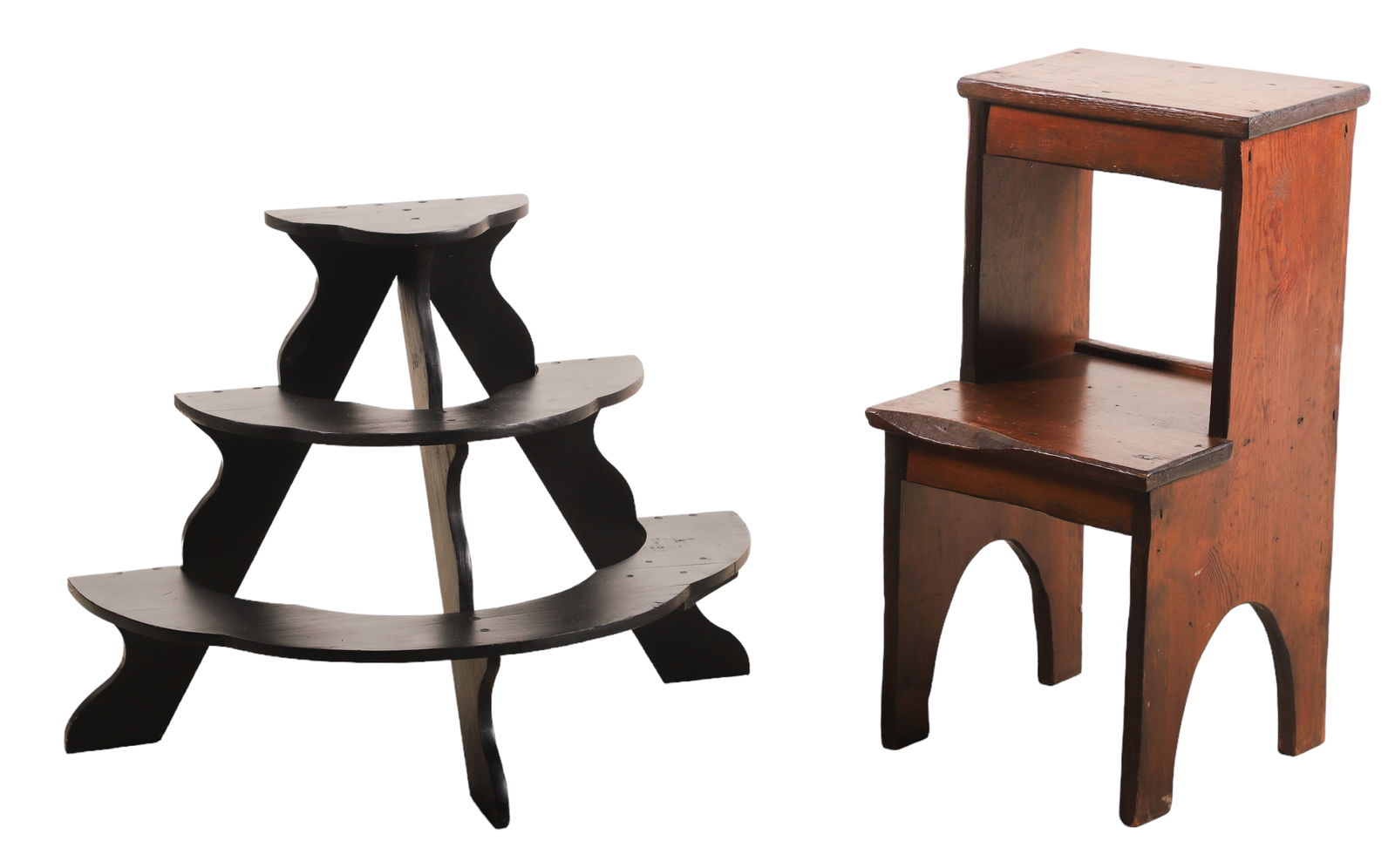 3-tier half circular plant stand, pine library step (1 of 2)