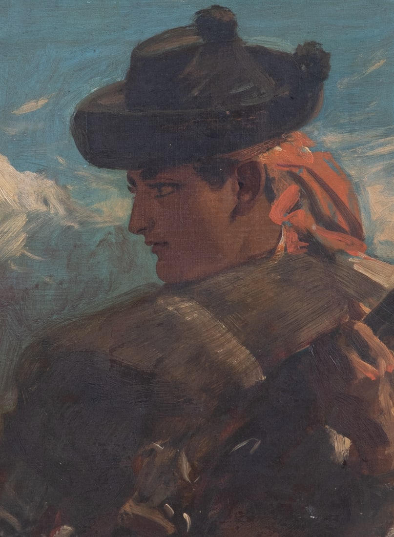 19th C Portrait Painting "Spanish Musician" (1 of 3)