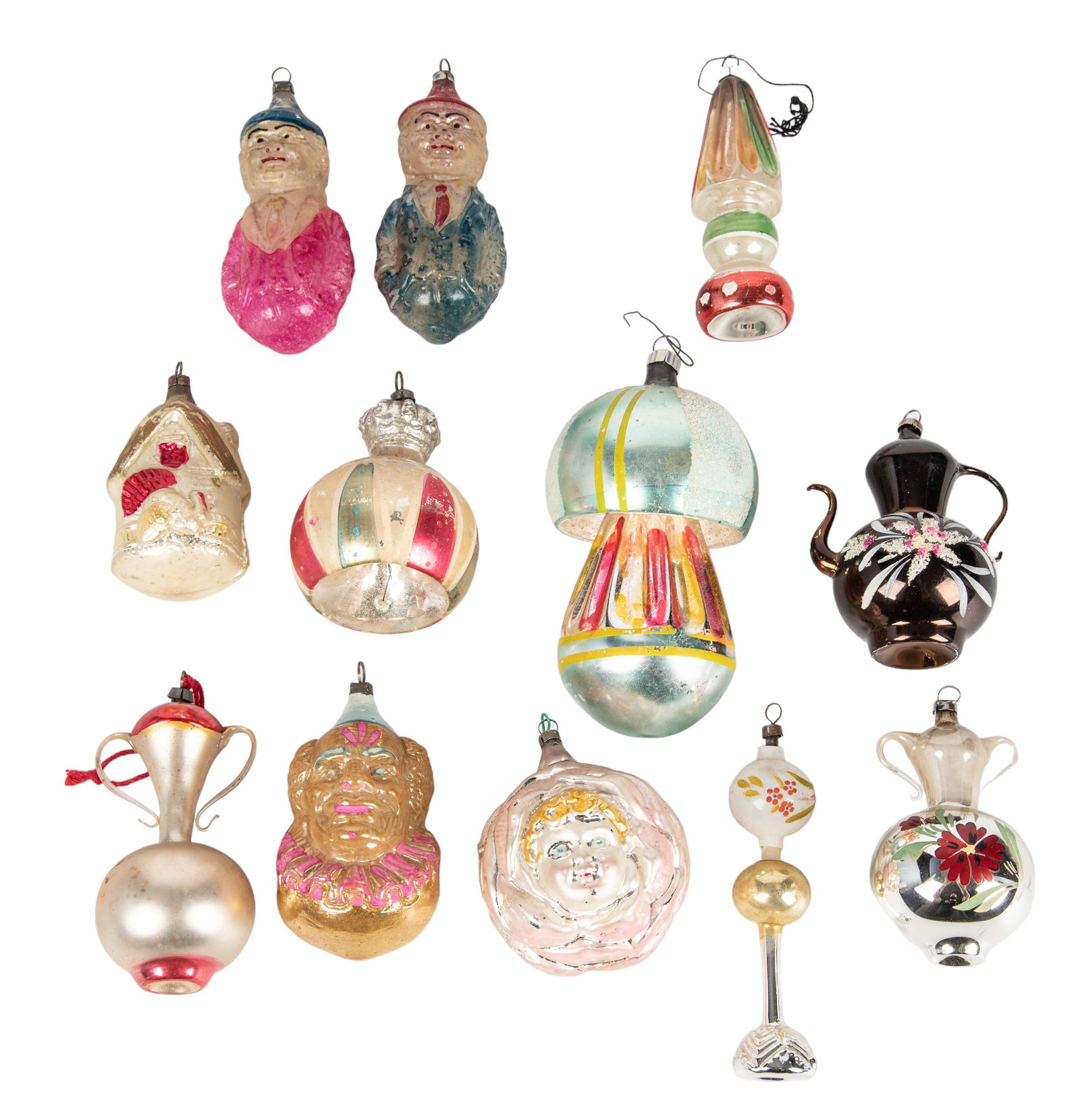 (12) Vintage Glass Figural Christmas Ornaments (1 of 1)