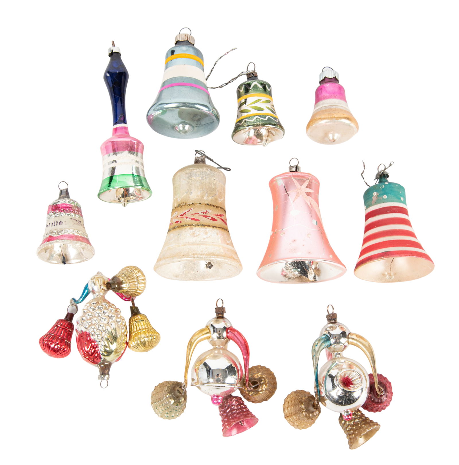 (11) Vintage Blown Glass Bell Christmas Ornaments (1 of 1)