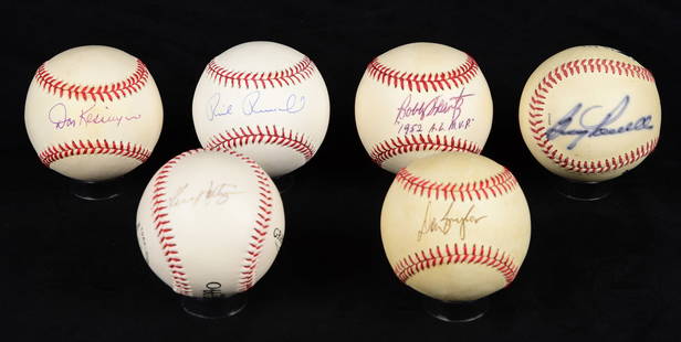 (6) 60's/70s Signed Baseballs: (6) 60's/70s Signed Baseballs, c/o Boog Powell Rawlings; Rich Reuschal Rawlings blue ink ss; Don Kessinger; Don Baylor Rawlings black ink ss; Ken Holtzman Grand Slam and Bobby Shantz inscribed Rawling