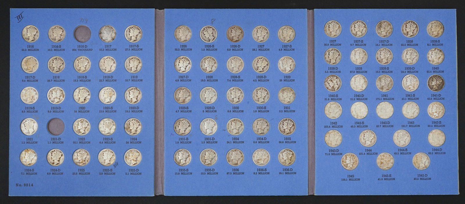 Mercury Dimes, 76 Coin Mostly Complete Set (1 of 2)