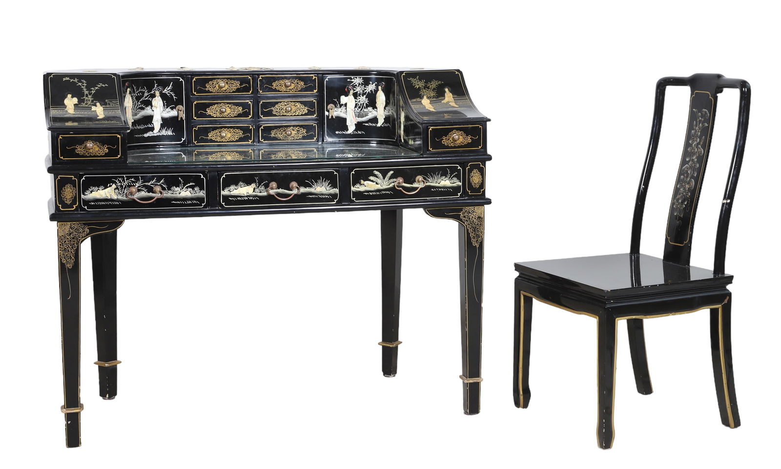 Chinoiserie decorated desk w/chair (1 of 3)
