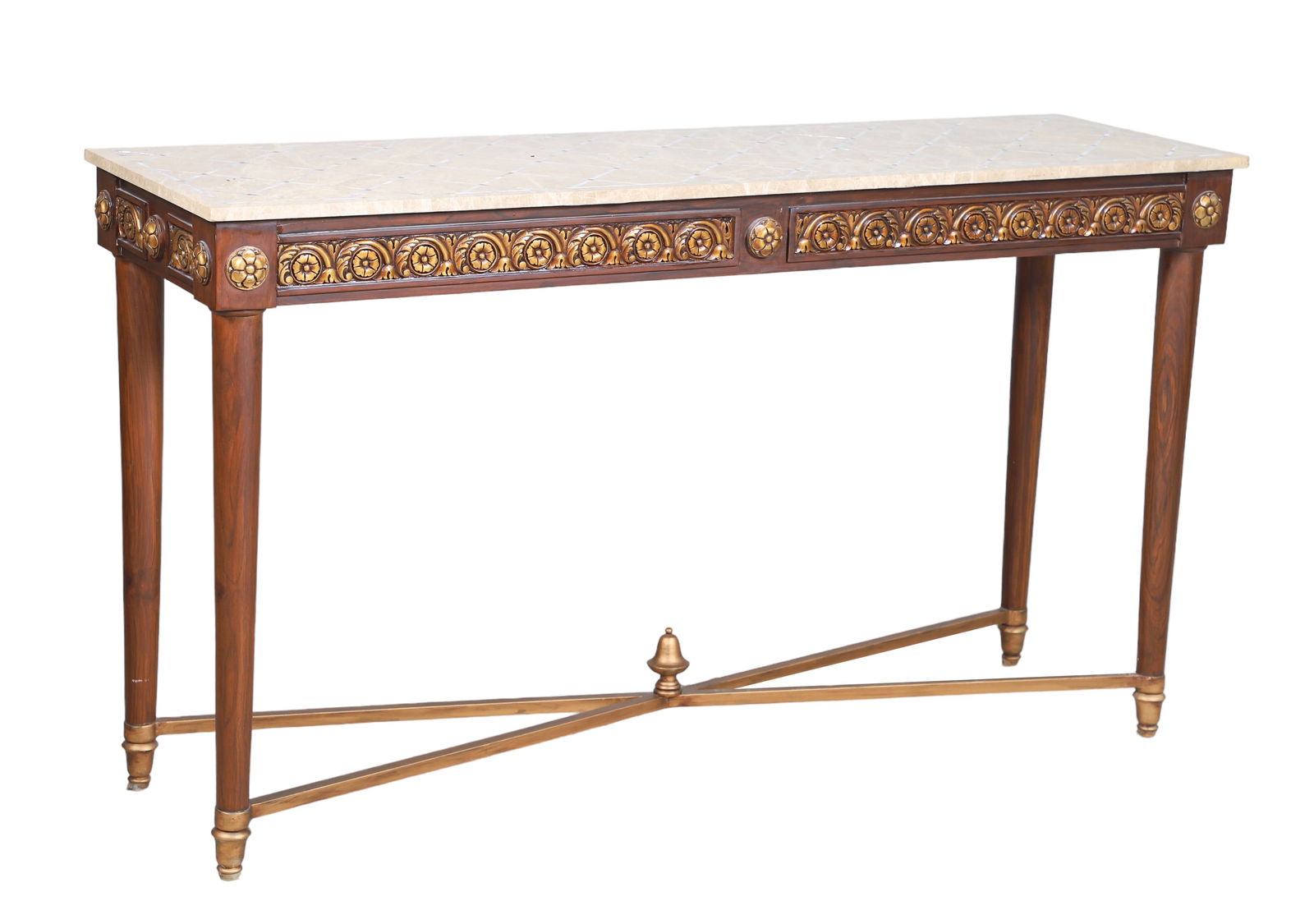 Regency style mahogany and parcel gilt slate top console table (1 of 4)