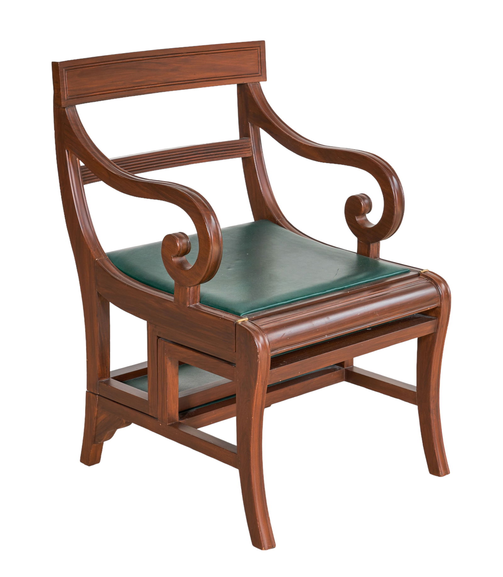 Regency style mahogany leather office chair/library steps (1 of 3)