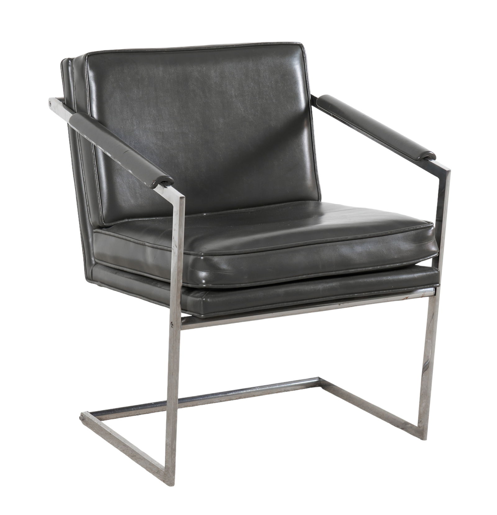 Milo Baughman style chrome and leather armchair (1 of 3)