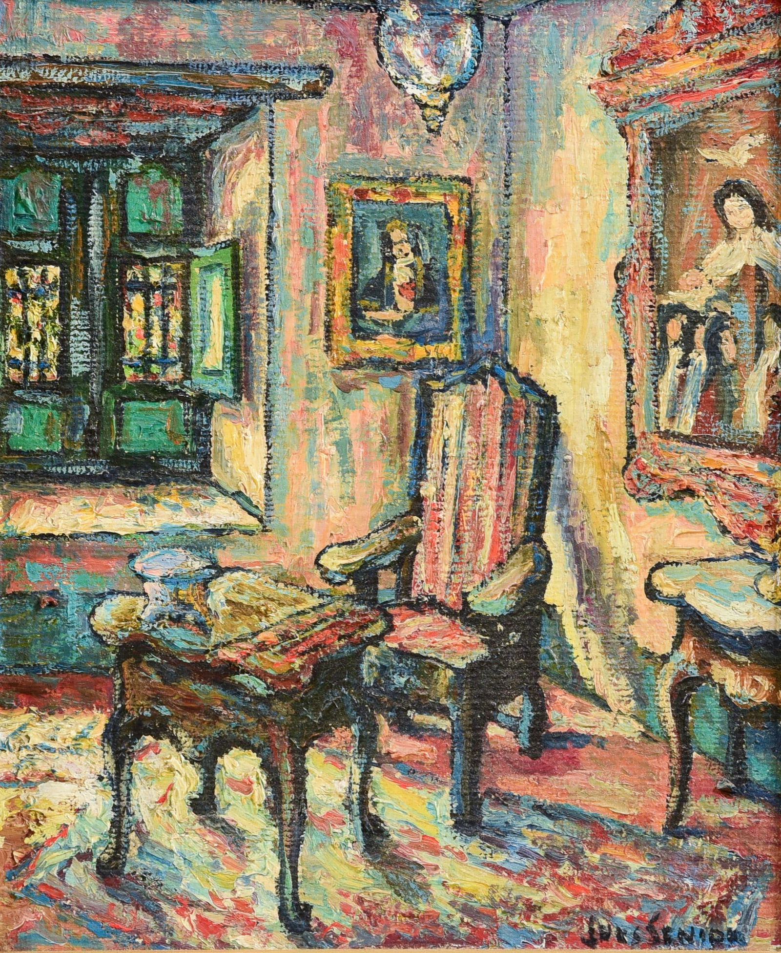 Post-Impressionist Painting of an Interior (1 of 4)