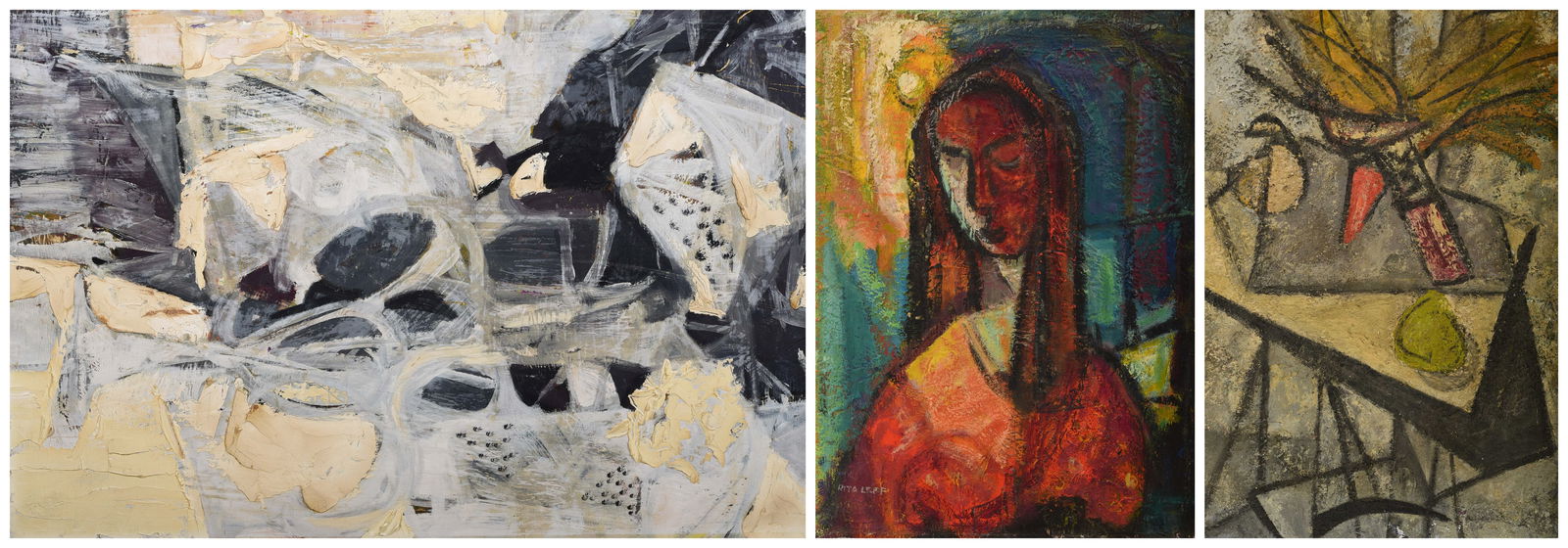 (3) Unframed Abstract Paintings (1 of 6)