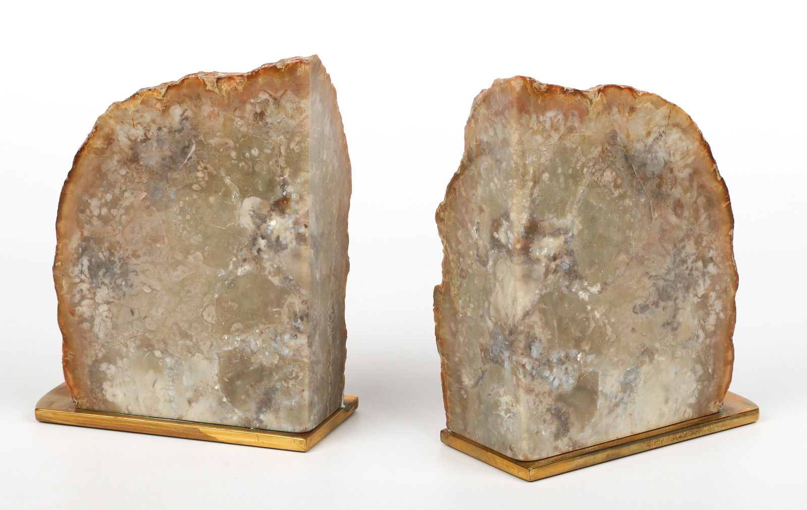 Polished Agate Bookends on Brass (1 of 2)