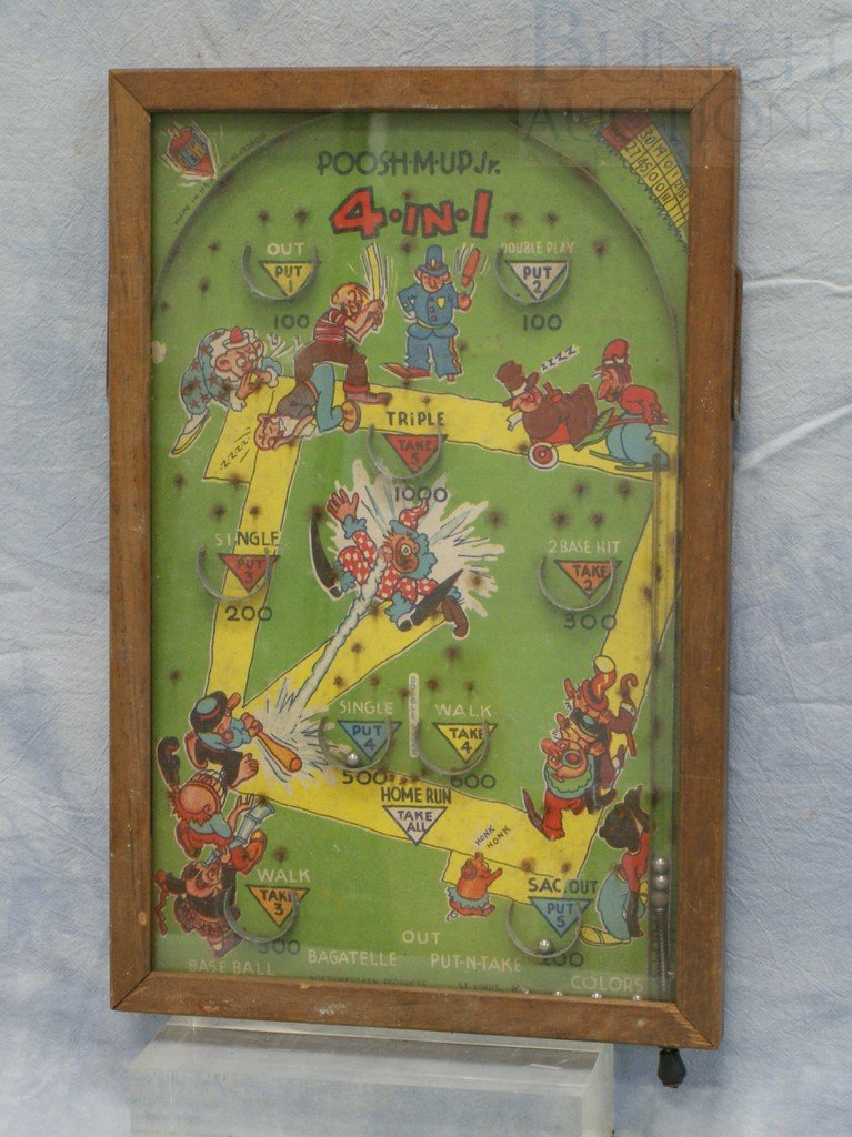 Northwestern Products Poosh-M-Up Jr 4 in 1 Baseba: Northwestern Products Poosh-M-Up Jr 4 in 1 Baseball pinball game, 18" x 11"