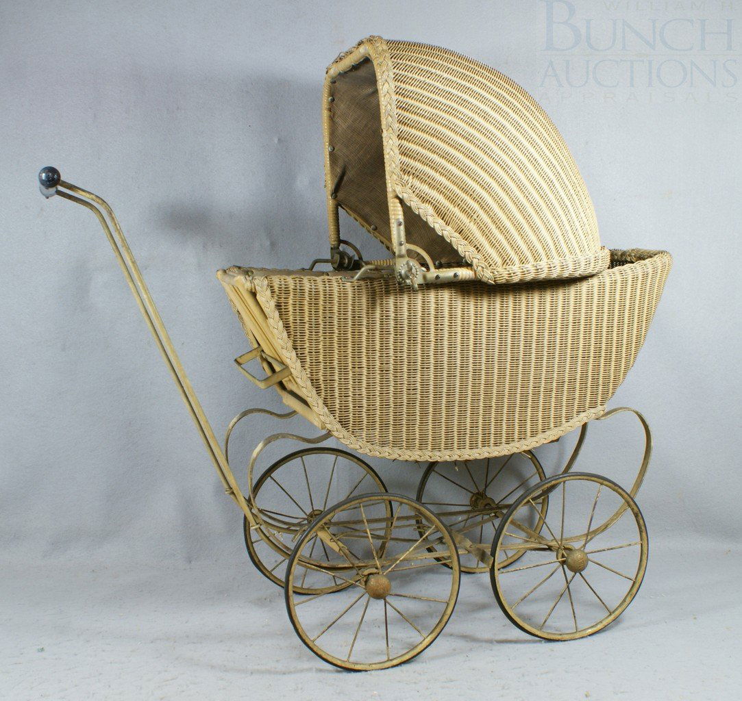 wicker baby doll carriage