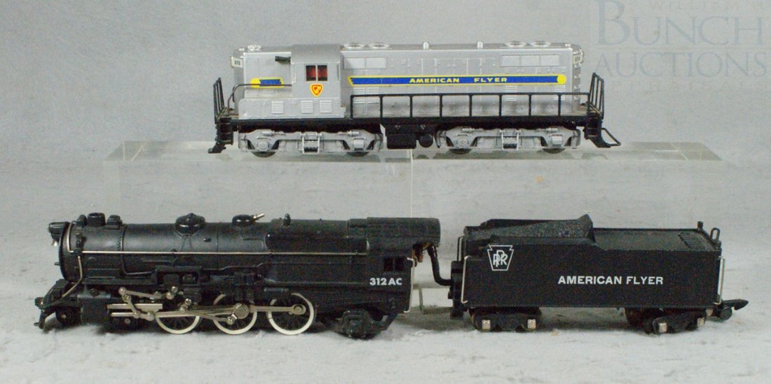 3 American Flyer Trains including 370 diesel engi: 3 American Flyer Trains including 370 diesel engine locomotive, and Loco 312AC and tender