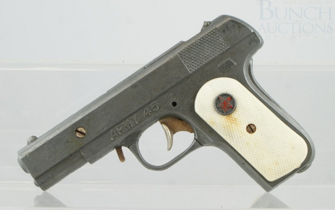 1941 Hubley Army 45 Cast Iron Cap Pistol, 6-5/8": 1941 Hubley Army 45 Cast Iron Cap Pistol, 6-5/8", in working order