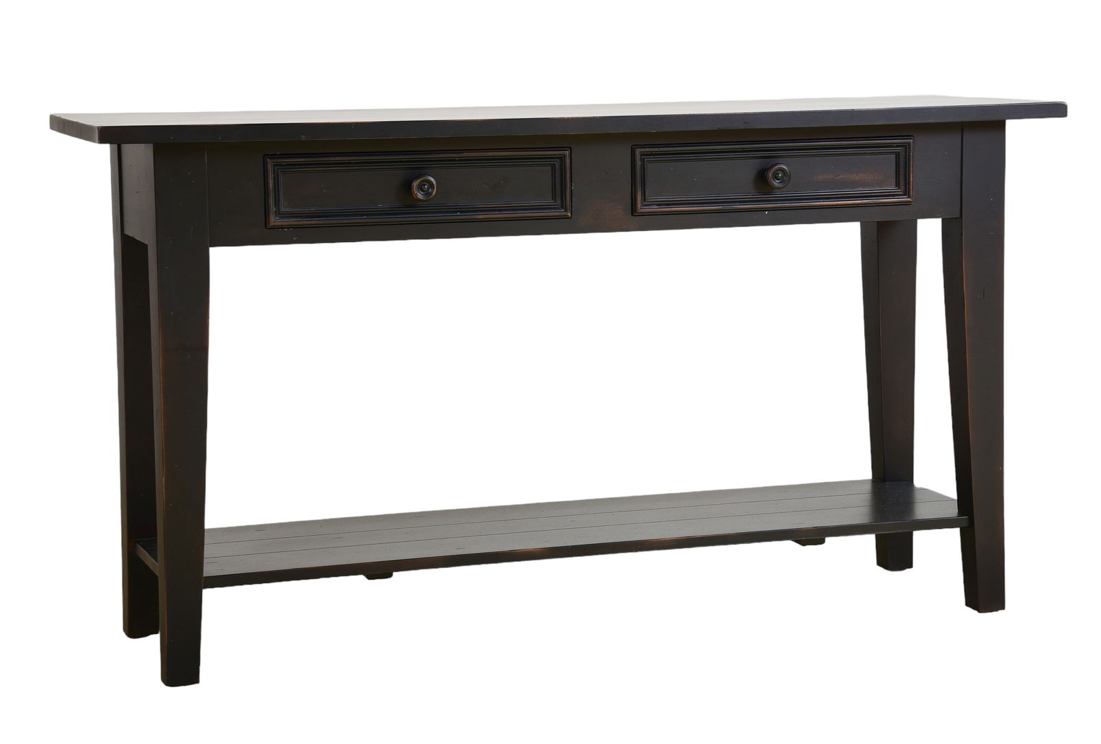 Ethan Allen ebonized 2-tier console table (1 of 2)