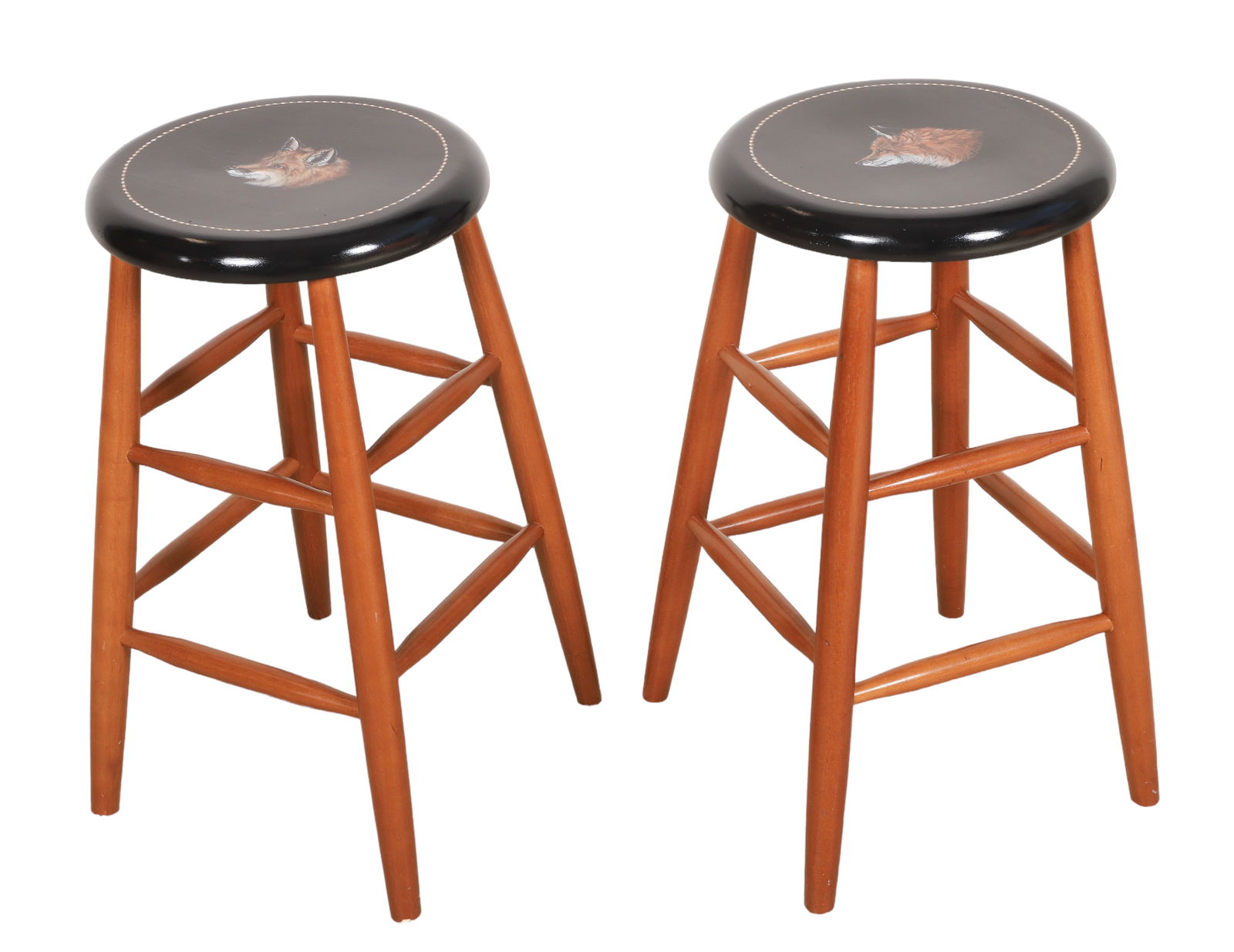 Pair cherry and painted barstools (1 of 5)