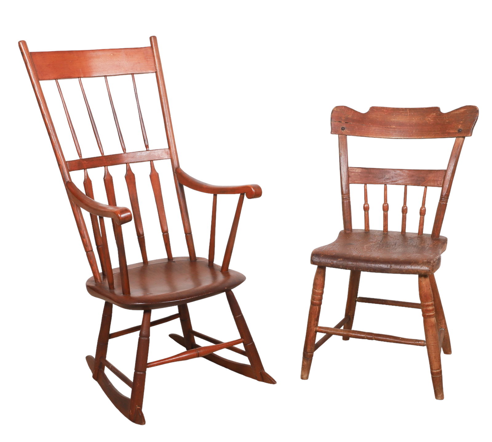 Half spindle back painted side chair, bamboo form arrowback rocker (1 of 9)