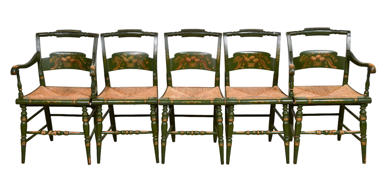 (4) Hitchcock paint decorated rush seat chairs (1 of 2)