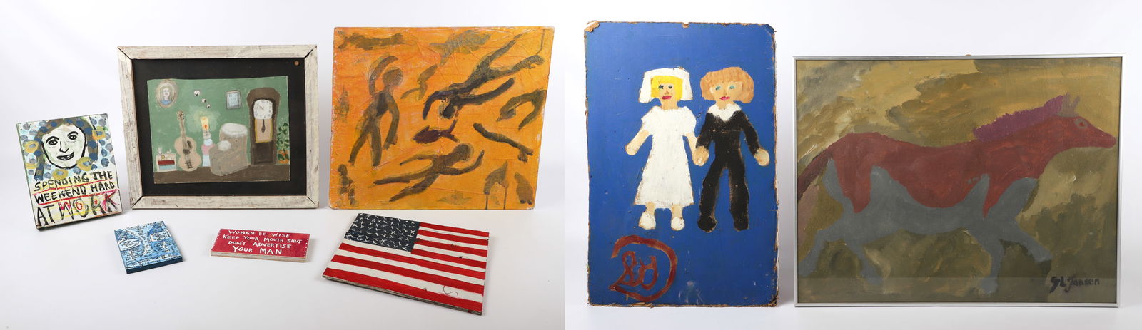 (8) Outsider Art Mixed Media Works (1 of 3)