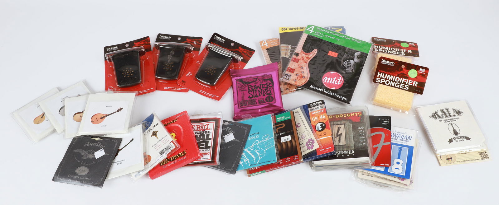 (25) sets NOS strings, guitar, bass, ukulele + humidifiers (1 of 4)