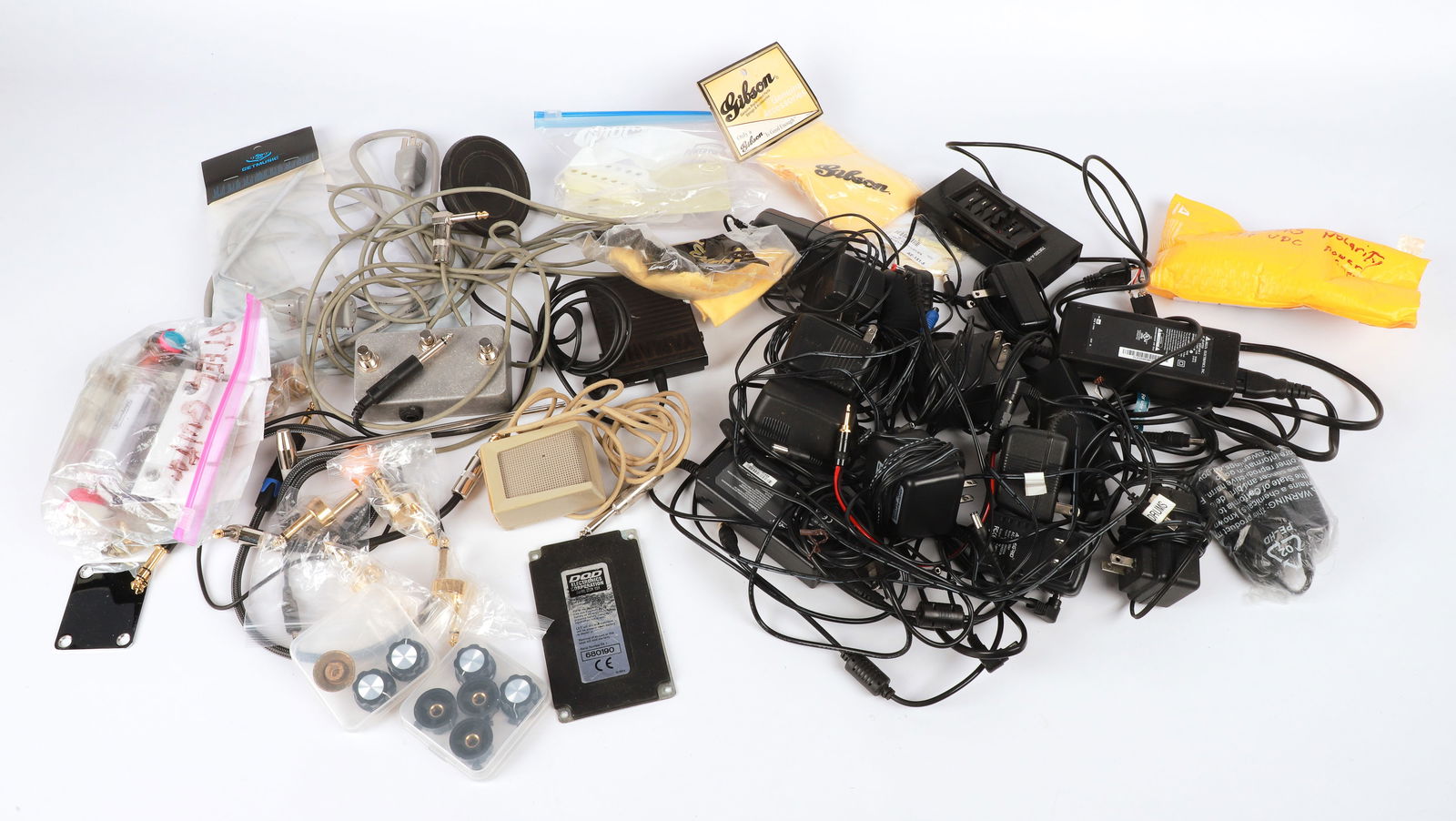 Large Lot Power supplys, Electric Guitar electrical parts, Pedal Connectors, and other assorted (1 of 4)