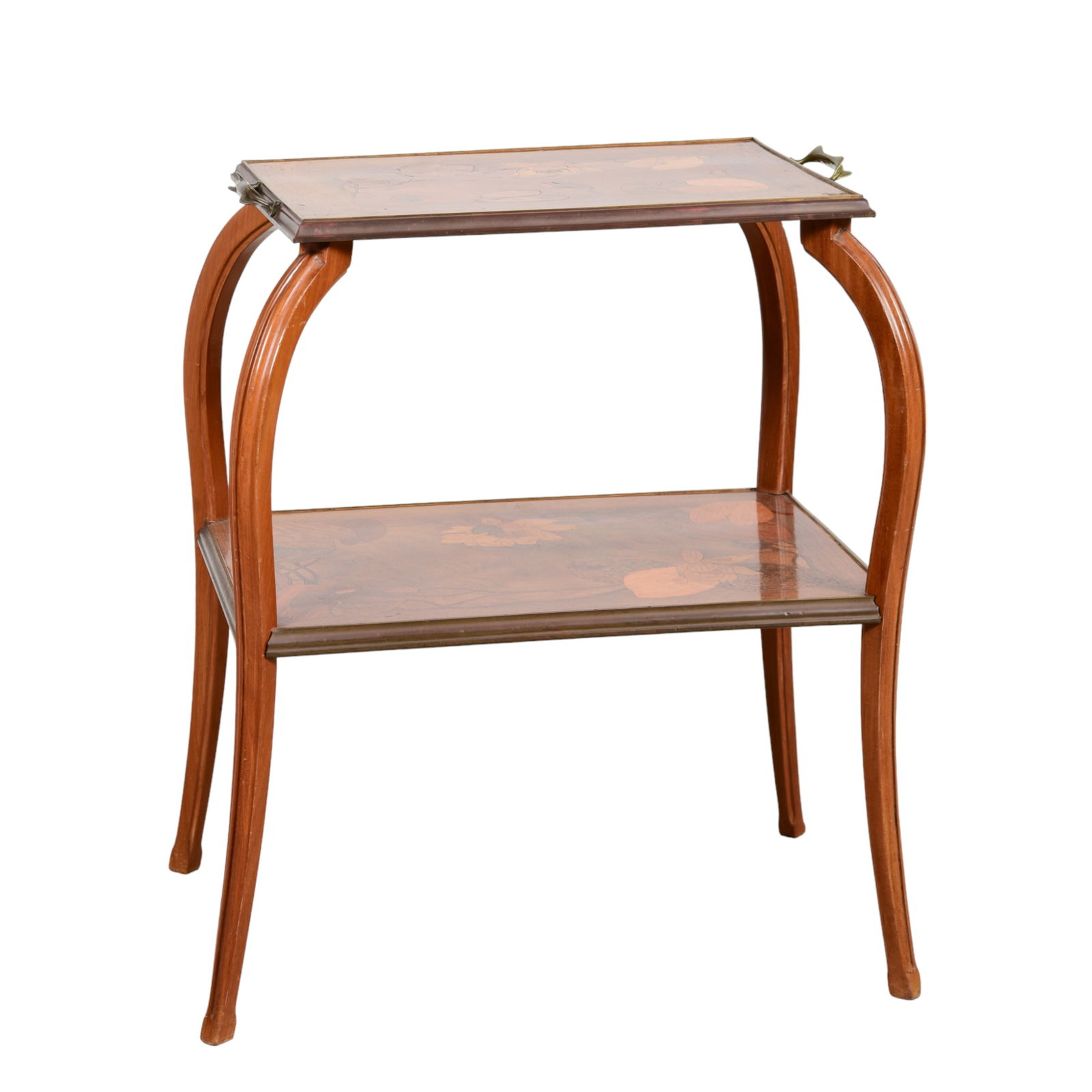 Marquetry inlaid rosewood 2-tier table, manner of Majorelle (1 of 6)