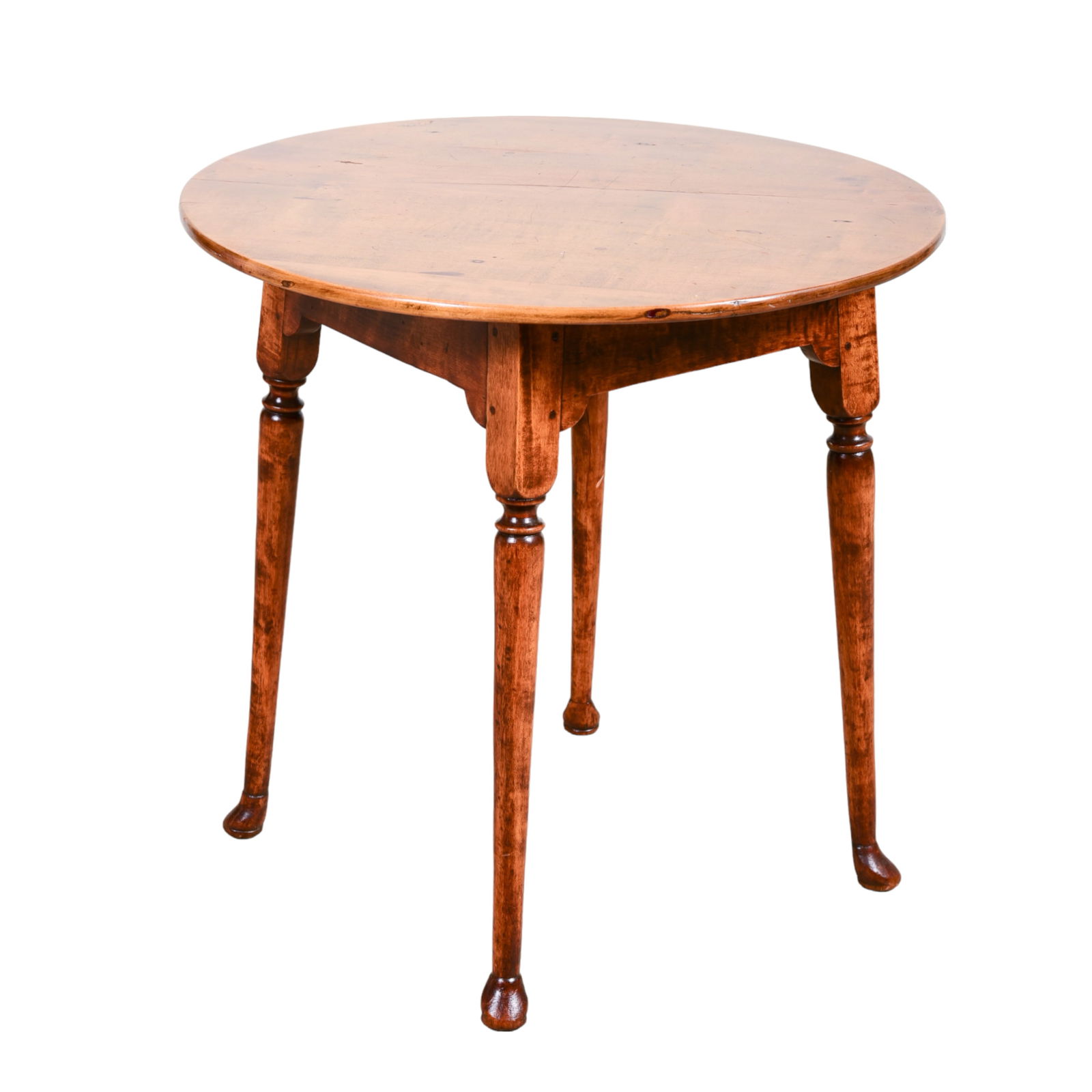 Round figured maple Queen Anne splay legged tavern table (1 of 11)