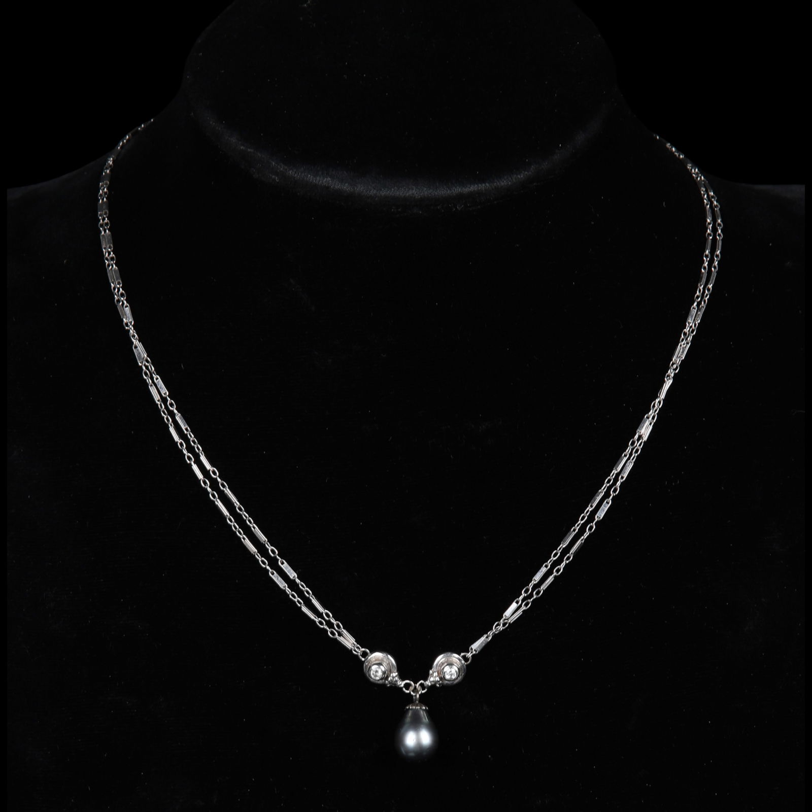 14K White Gold Diamond and Pearl Necklace (1 of 3)