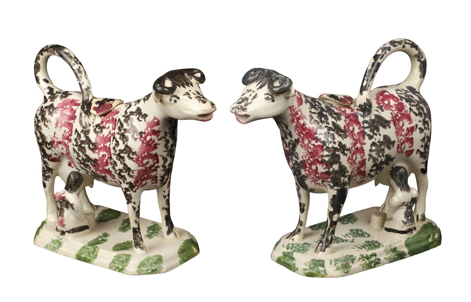 English Creamware Sponged Cow Creamers Auction