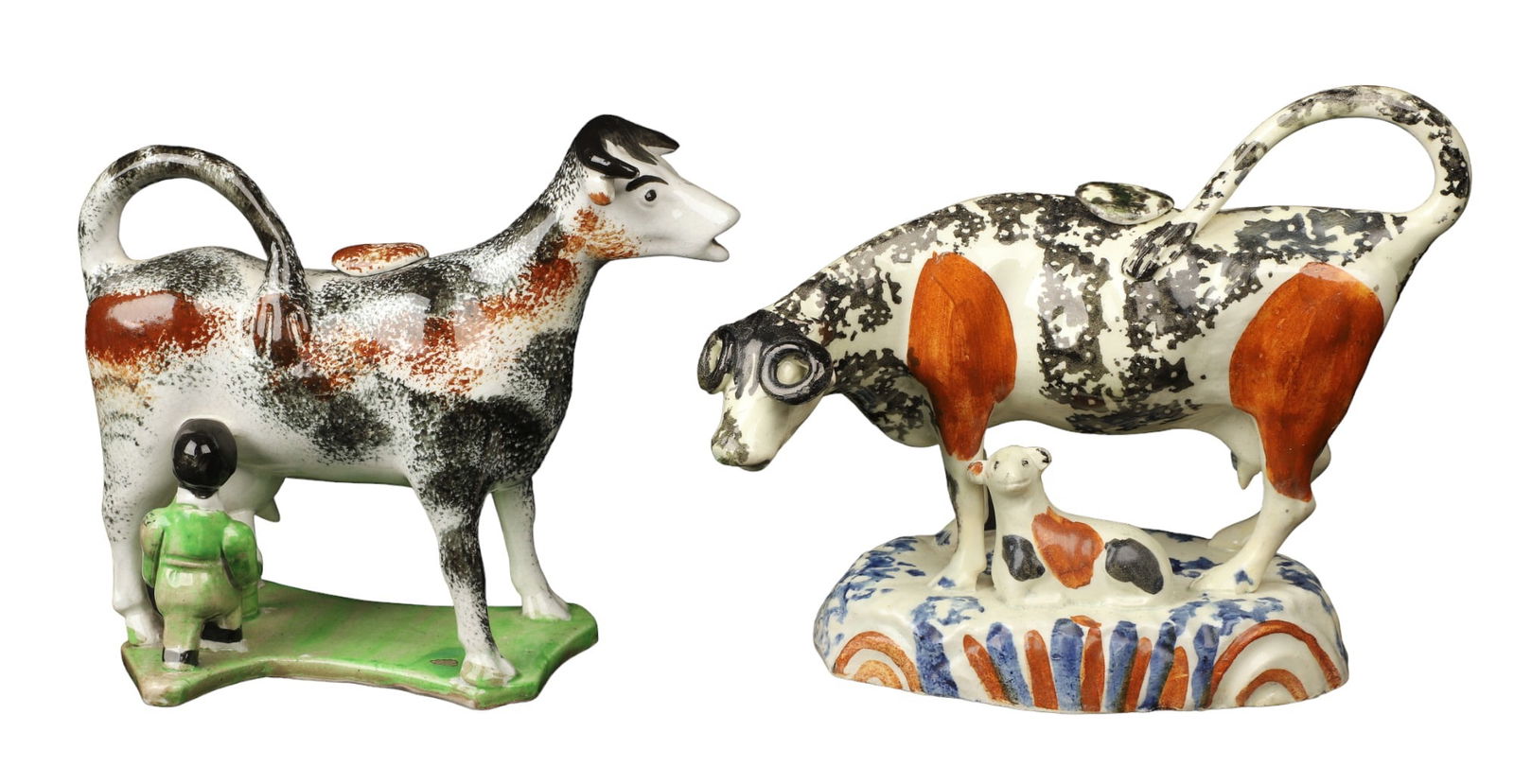 English Creamware Sponged Cow Creamers (1 of 9)