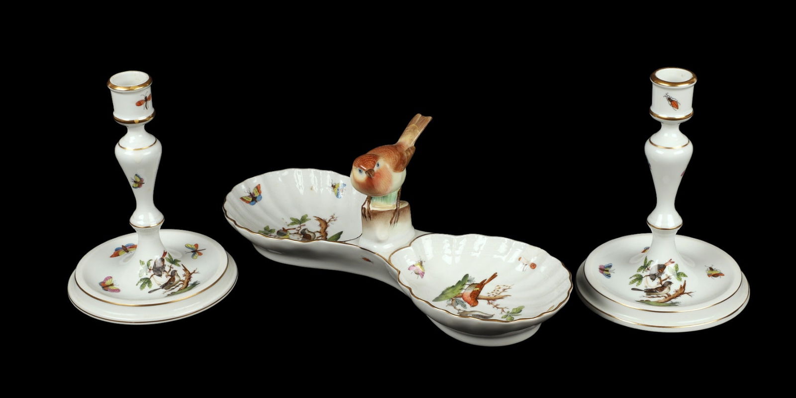 Herend Hungary Candlesticks and Relish (1 of 10)