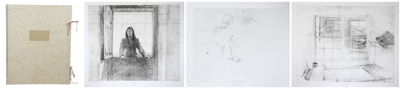 Andrew Wyeth Drawings Print Portfolio: Andrew Wyeth drawings print portfolio consisting of (10) collotypes after Wyeth drawings, signed by Andrew Wyeth, from an edition of 300, published by Triton Press for Metropolitan Museum of Art, foli