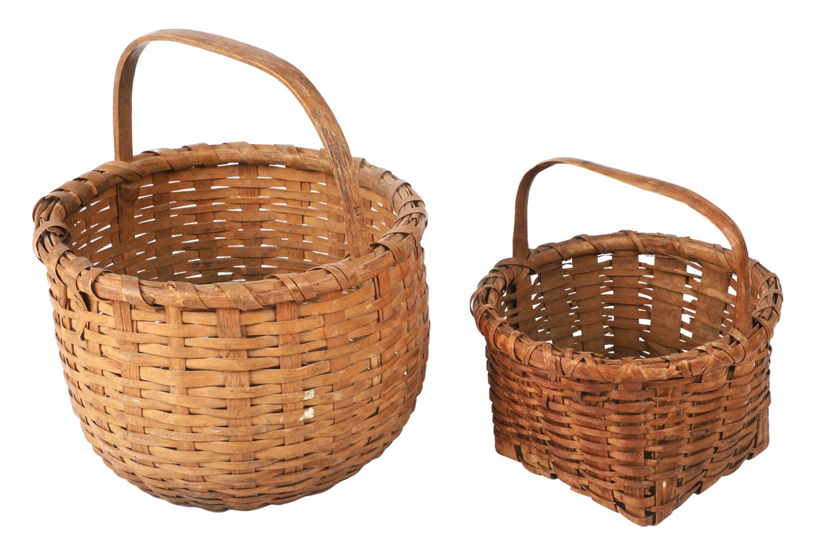 (2) Round Woven Split Handled Baskets (1 of 9)