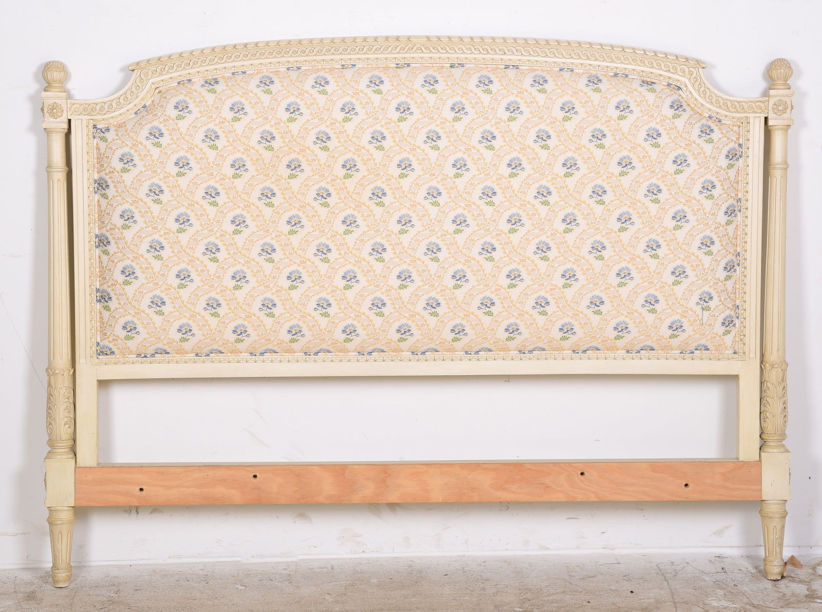 Louis XV style cream painted and upholstered Queen size headboard (1 of 3)
