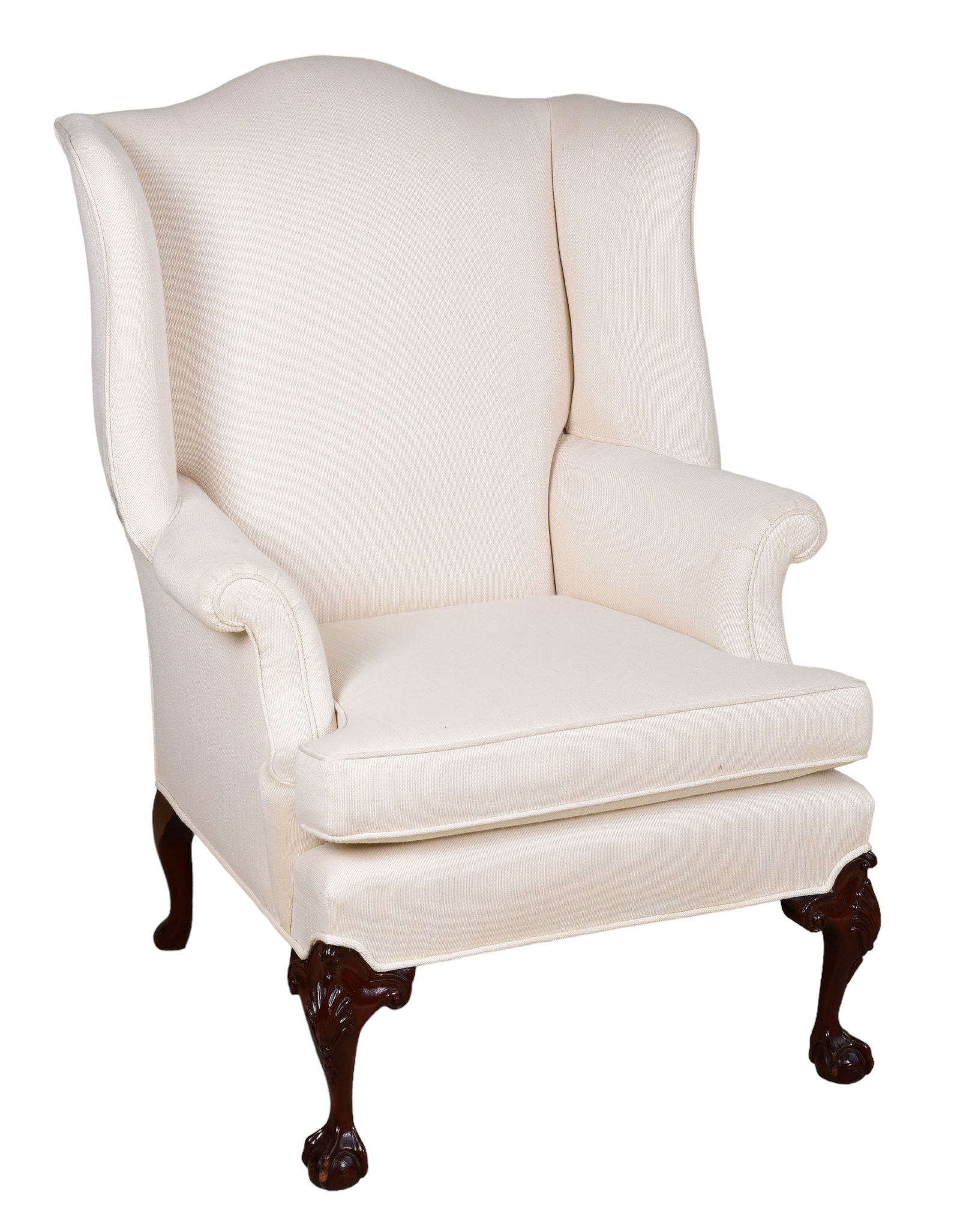 Chippendale style upholstered wing chair (1 of 2)