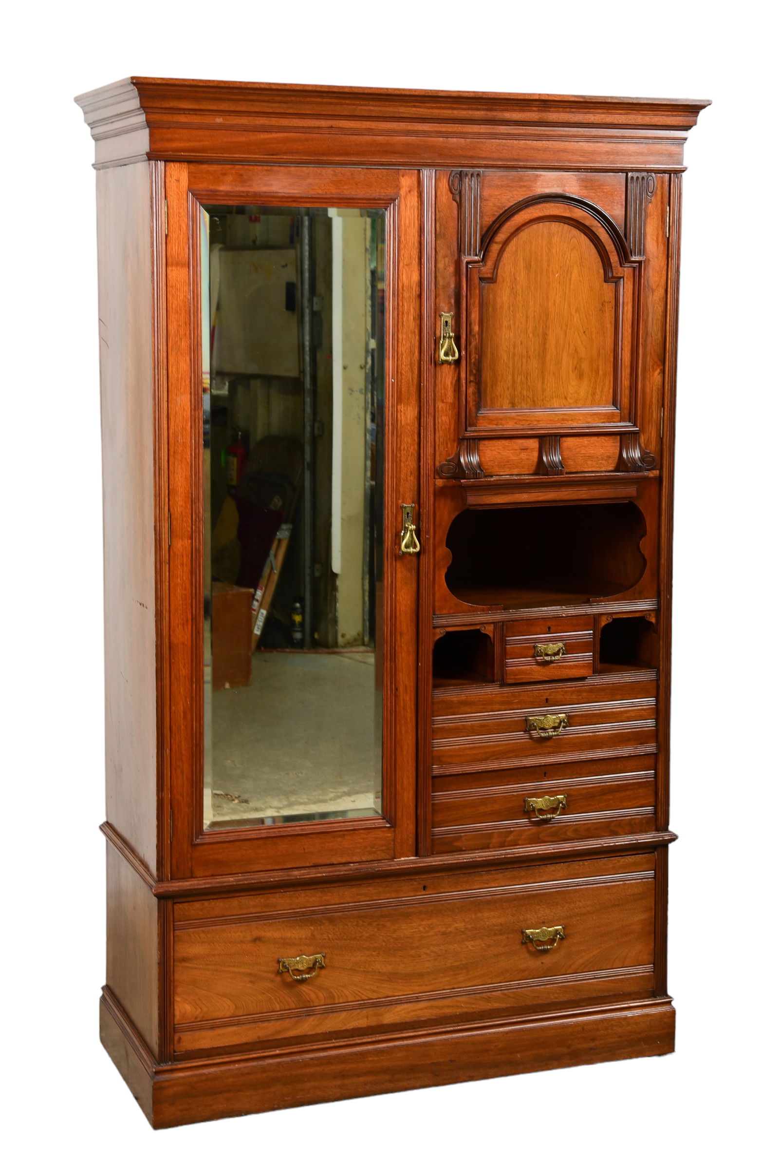 Victorian walnut carved wardrobe (1 of 3)