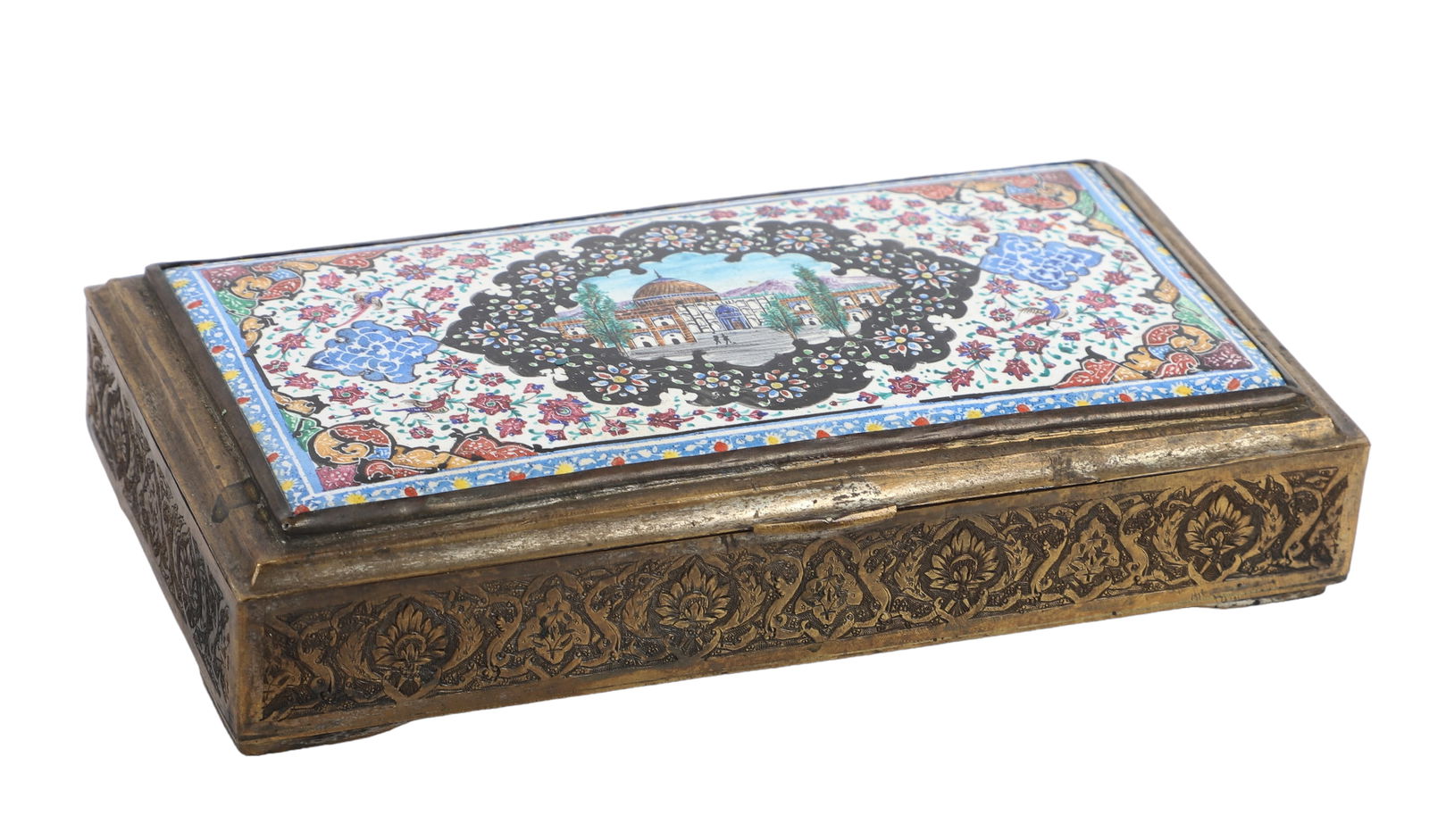 Persian Painted Hand Chased Dresser Box (1 of 3)