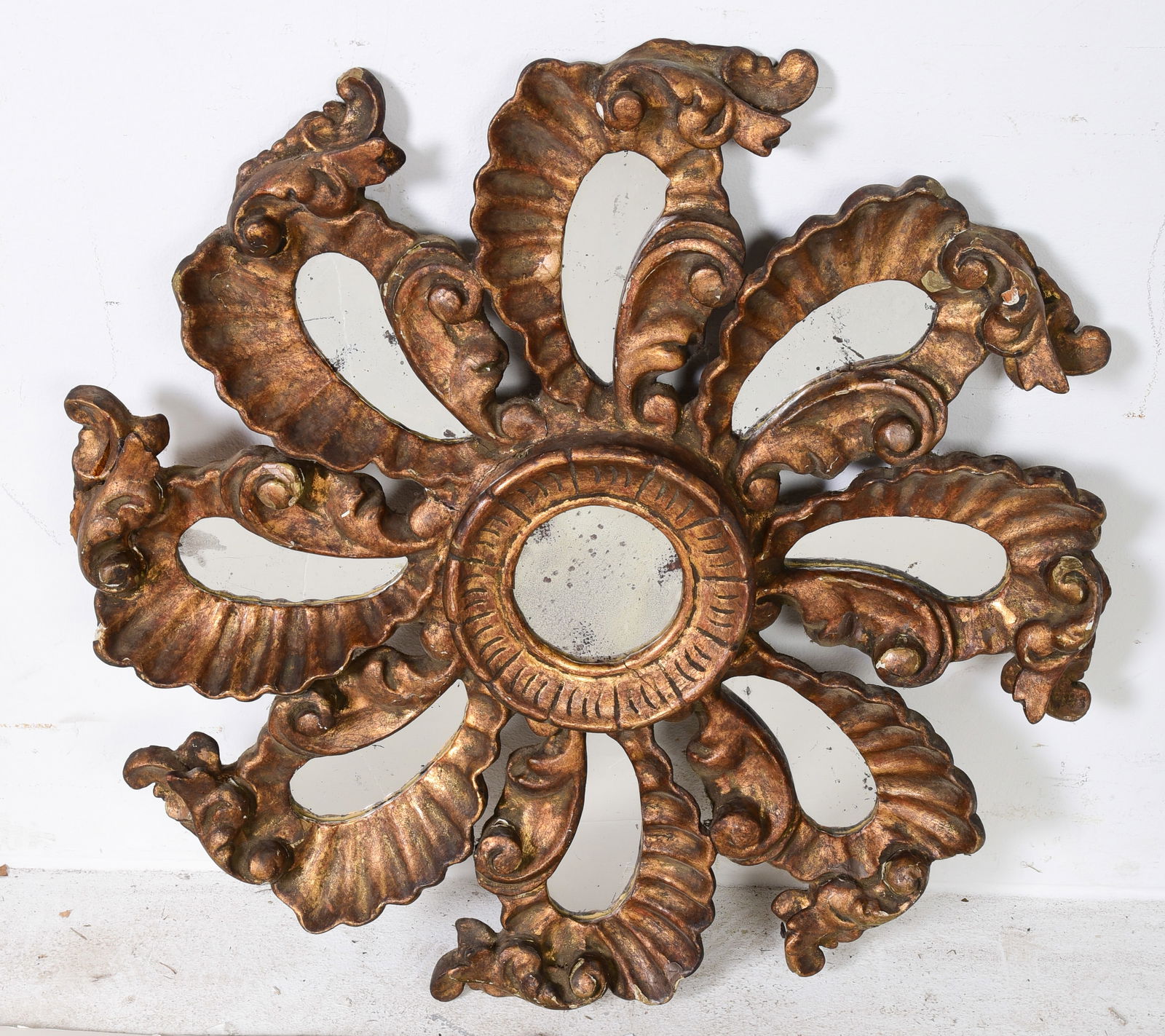 Italian style gilt hanging wall mirror (1 of 2)