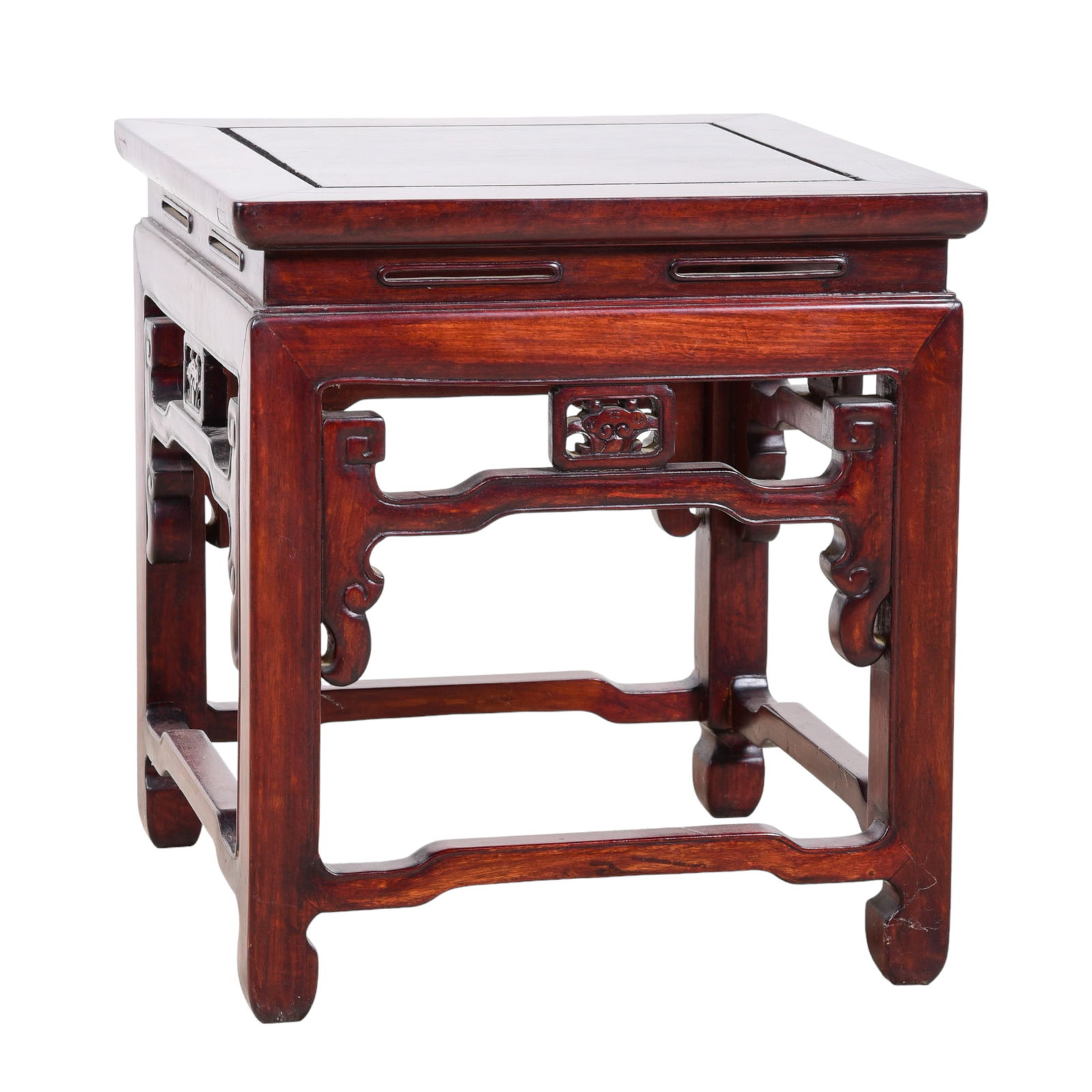 Chinese elmwood carved pedestal/footstool (1 of 2)