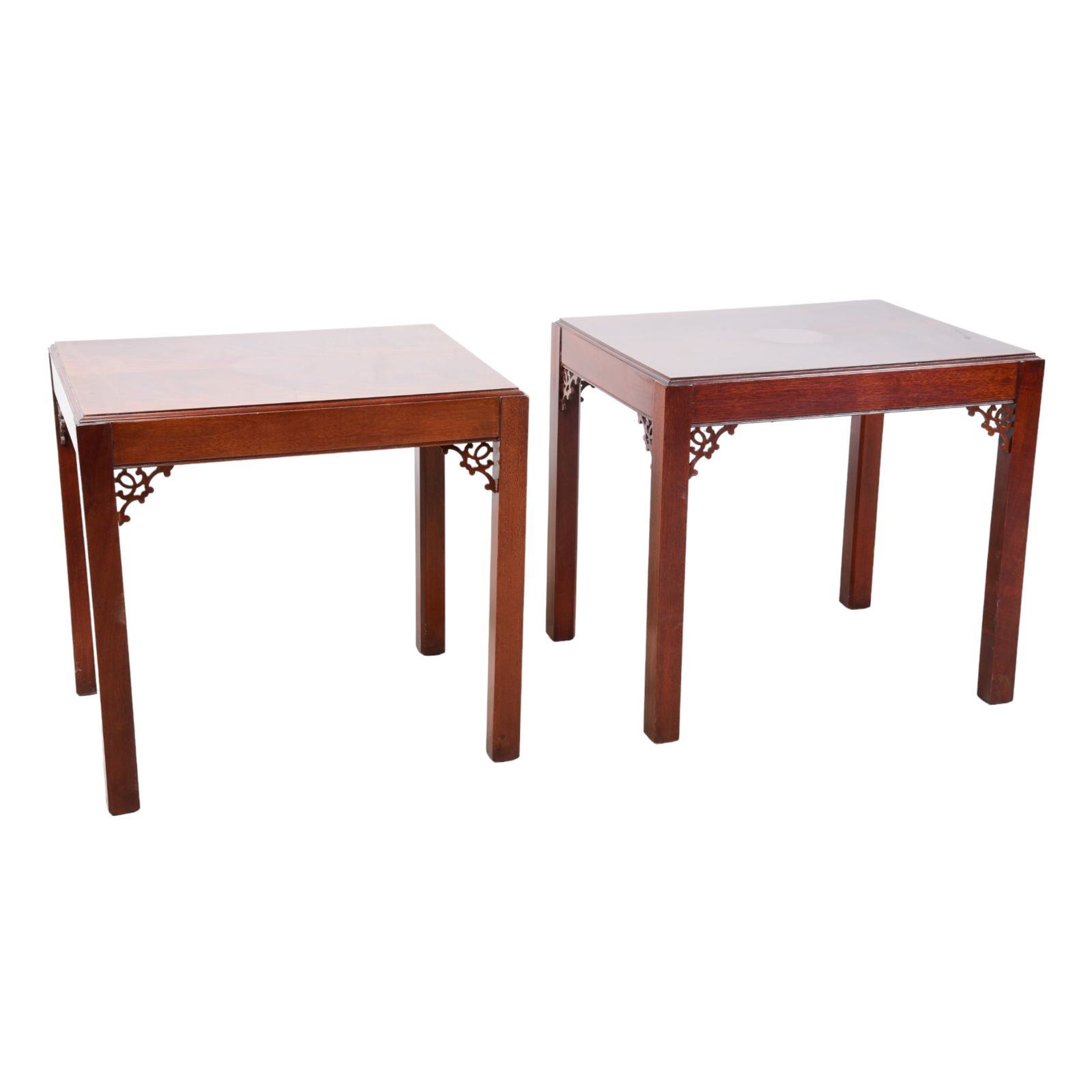 Pair Chinese Chippendale style mahogany side tables (1 of 5)