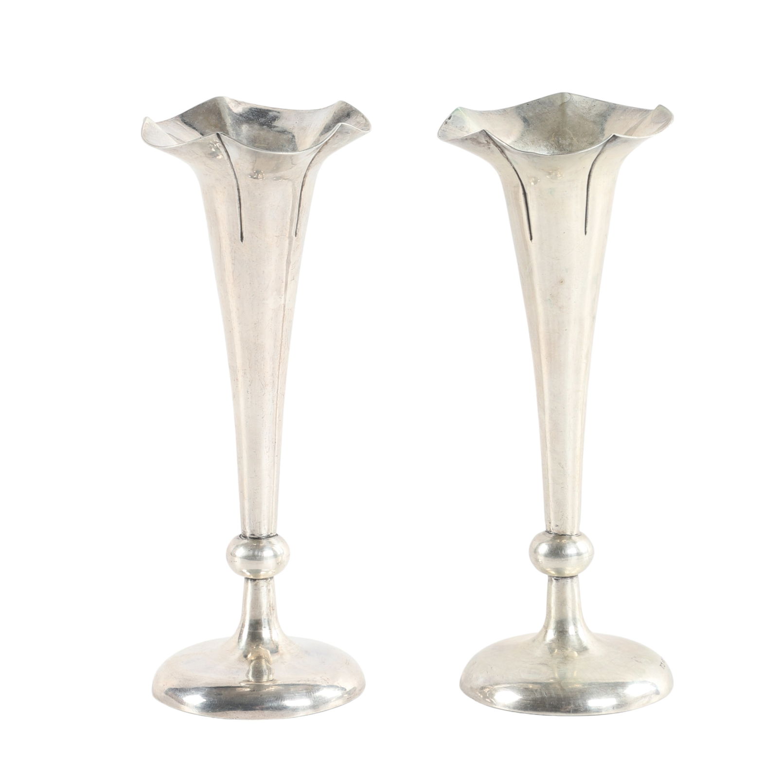 Chinese Export Silver Fluted Vase Pair (1 of 2)