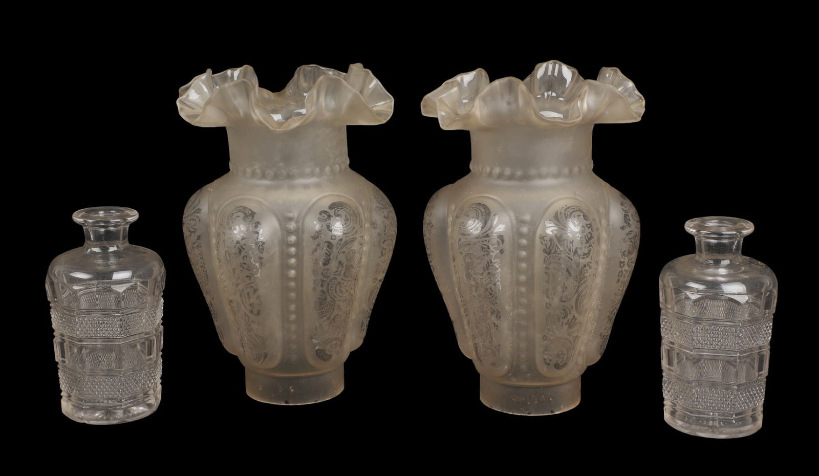 Pair of Victorian Lamp Shades & Scent Bottles (1 of 3)