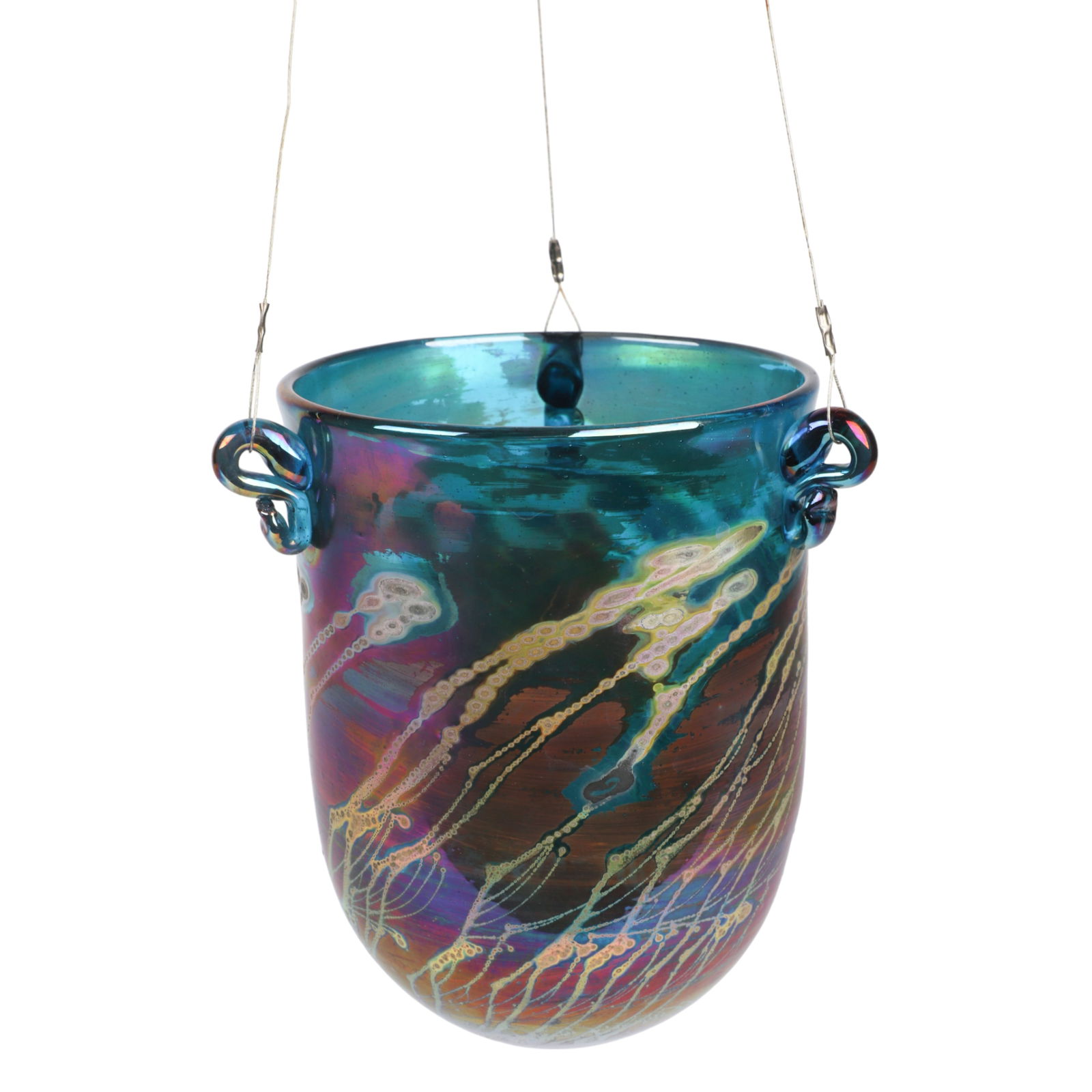 Robert Coleman Art Glass Suspended Planter (1 of 3)