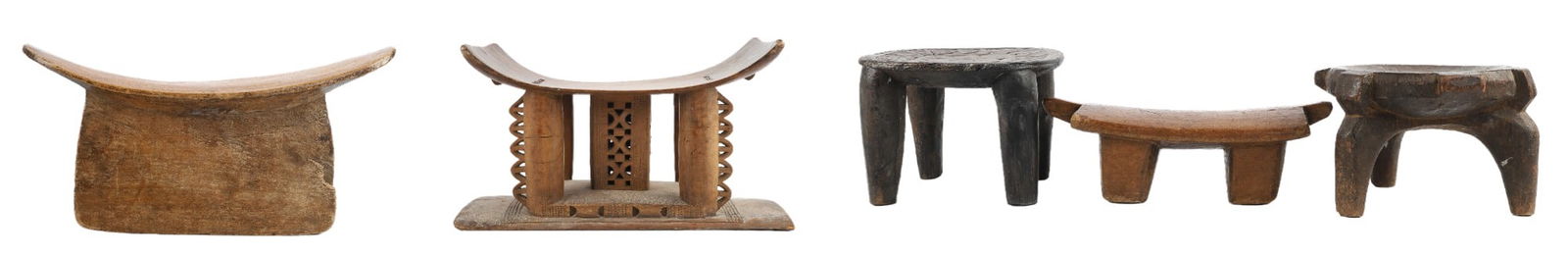 (5) Carved Wood African Stools (1 of 4)