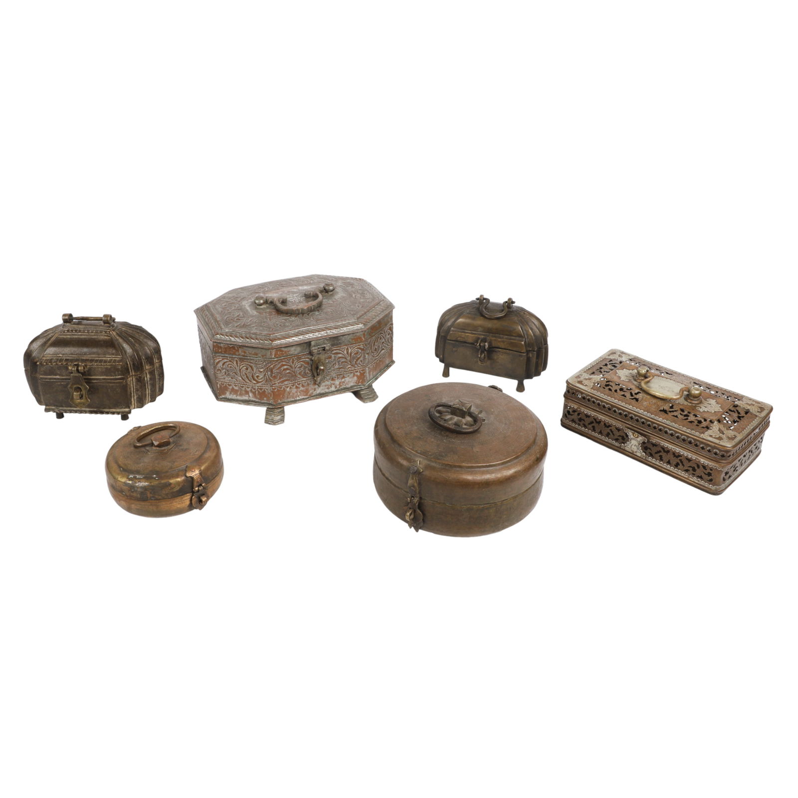 (6) Pierced and Chased Covered Boxes (1 of 7)