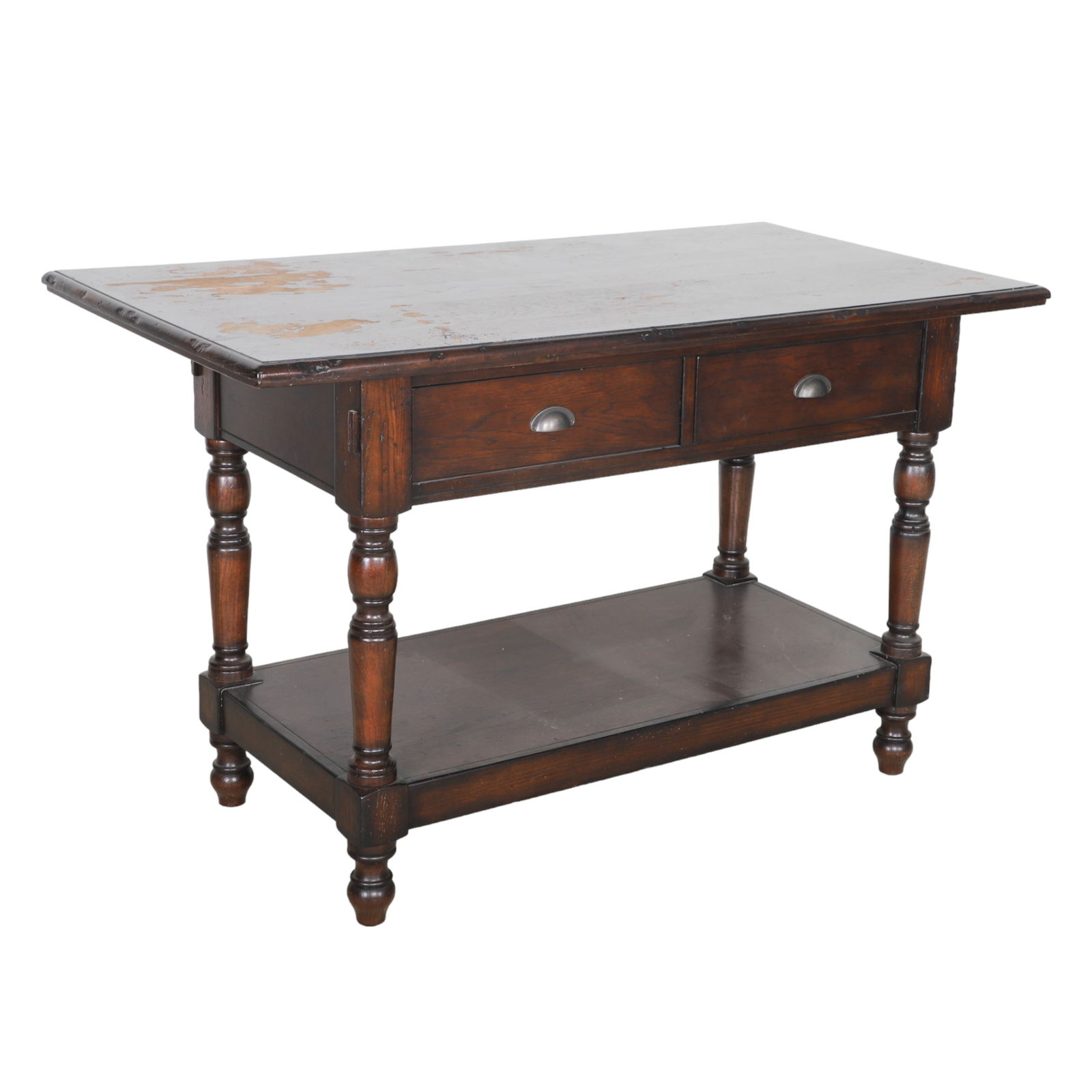 Sheraton style oak 2-tier console table (1 of 2)