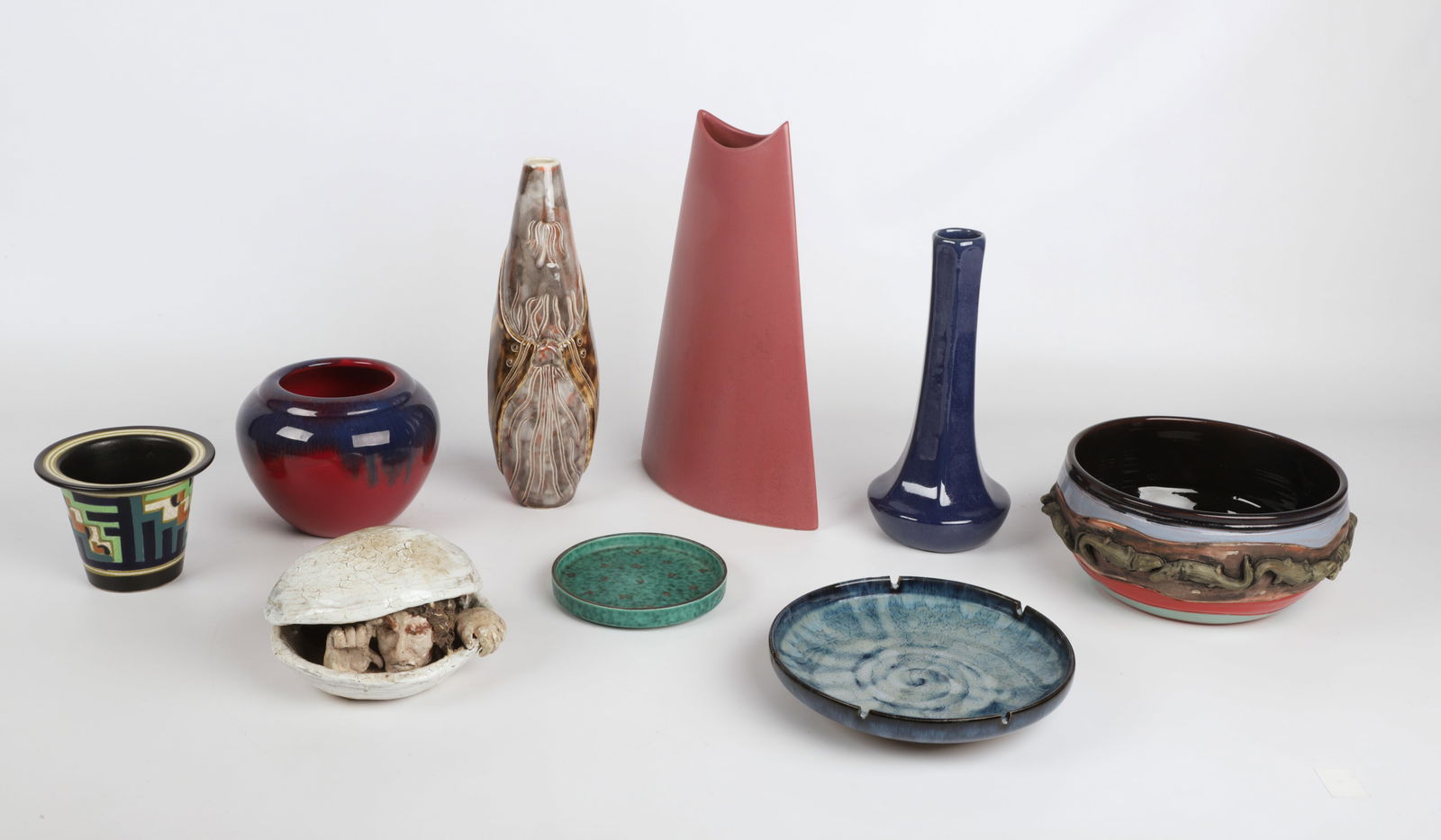 (9) Pottery Vases, Sculpture and Dish (1 of 8)